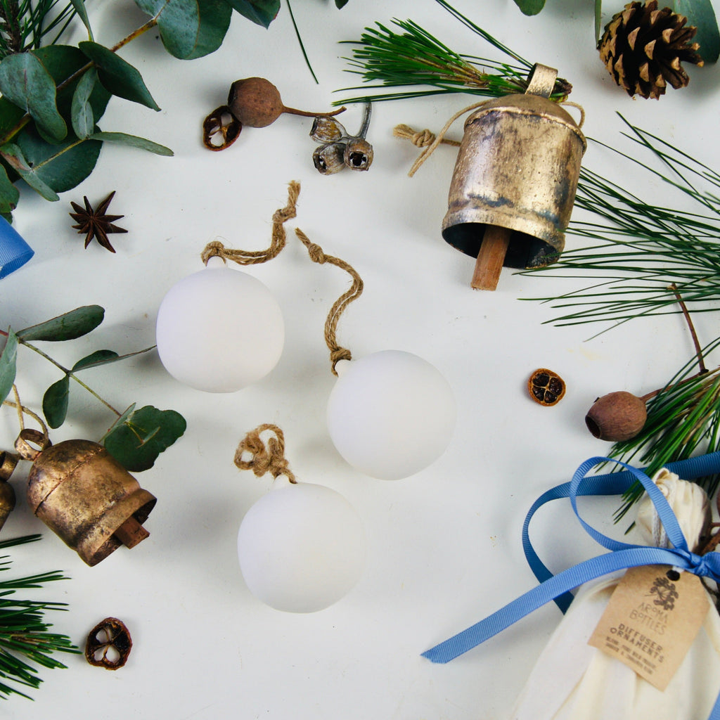 Porcelain Christmas Diffuser Ornaments (triple Set)